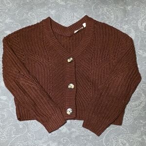 Retrod Maroon Cozy Knit Button-Up Cardigan (Size XS)